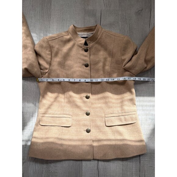 Banana Republic Womens Size 8 Tan Military Style Blazer Wool-Blend Crest-Buttons - Picture 6 of 7